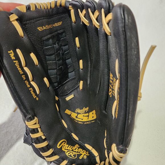 Rawlings RSB SS13W 13 Inch Left Hand Thrower Black Leather Softball Glove - Picture 1 of 15